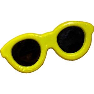 Vintage 80s miniature tiny neon yellow green sunglasses pin
